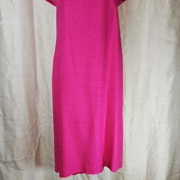 St Gillian Kay Unger pink raw silk sheath dress Womens 10 - Picture 9 of 10